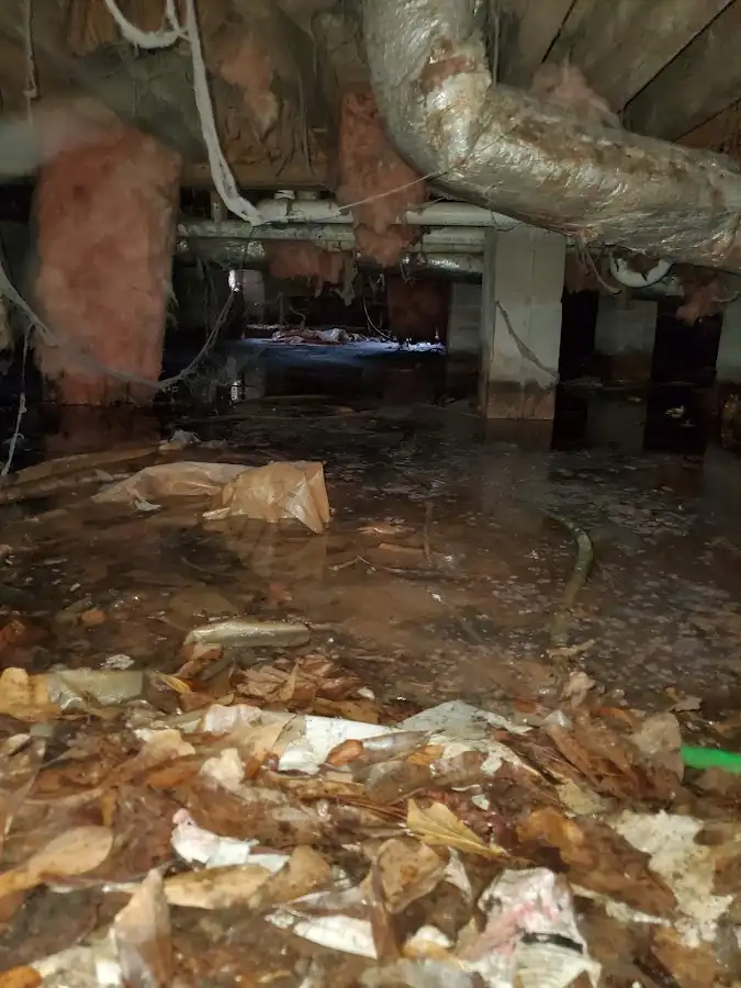 Crawl space flood assessment for Commercial Water Damage Restoration in West Greenwich