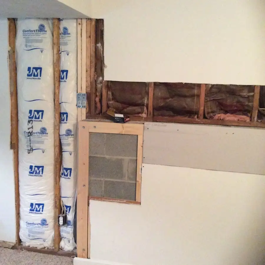 Wall insulation replacement during Contents Cleaning & Restoration in West Greenwich